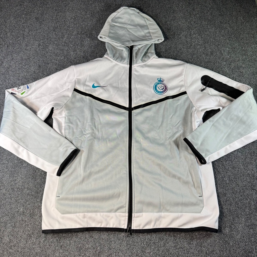 Nike Al Nassr Ronaldo 7 Tech Fleece Hoodie White Grey Full Zip Mens Large